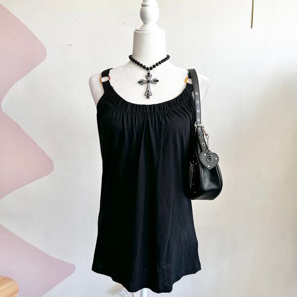 Black O Ring Tank Top, Y2K, Edgy, Grunge, Punk, Clubwear, Cyber,‎ Goth, Medium - Picture 1 of 4